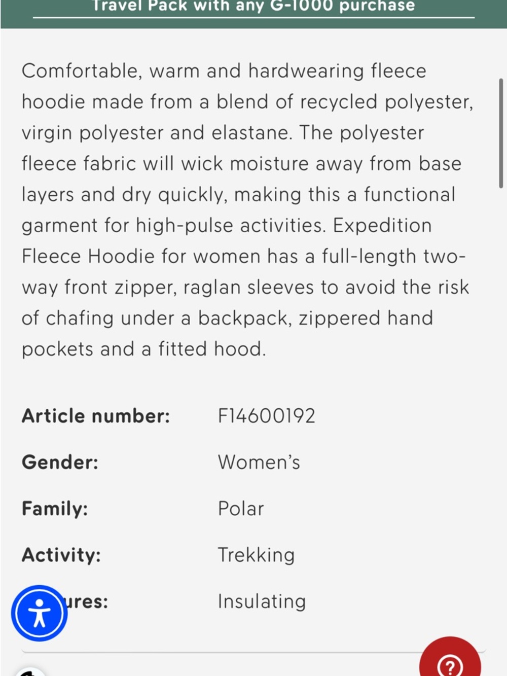 Fjallraven Women’s Expedition Fleece Hoodie - Picture 14 of 15